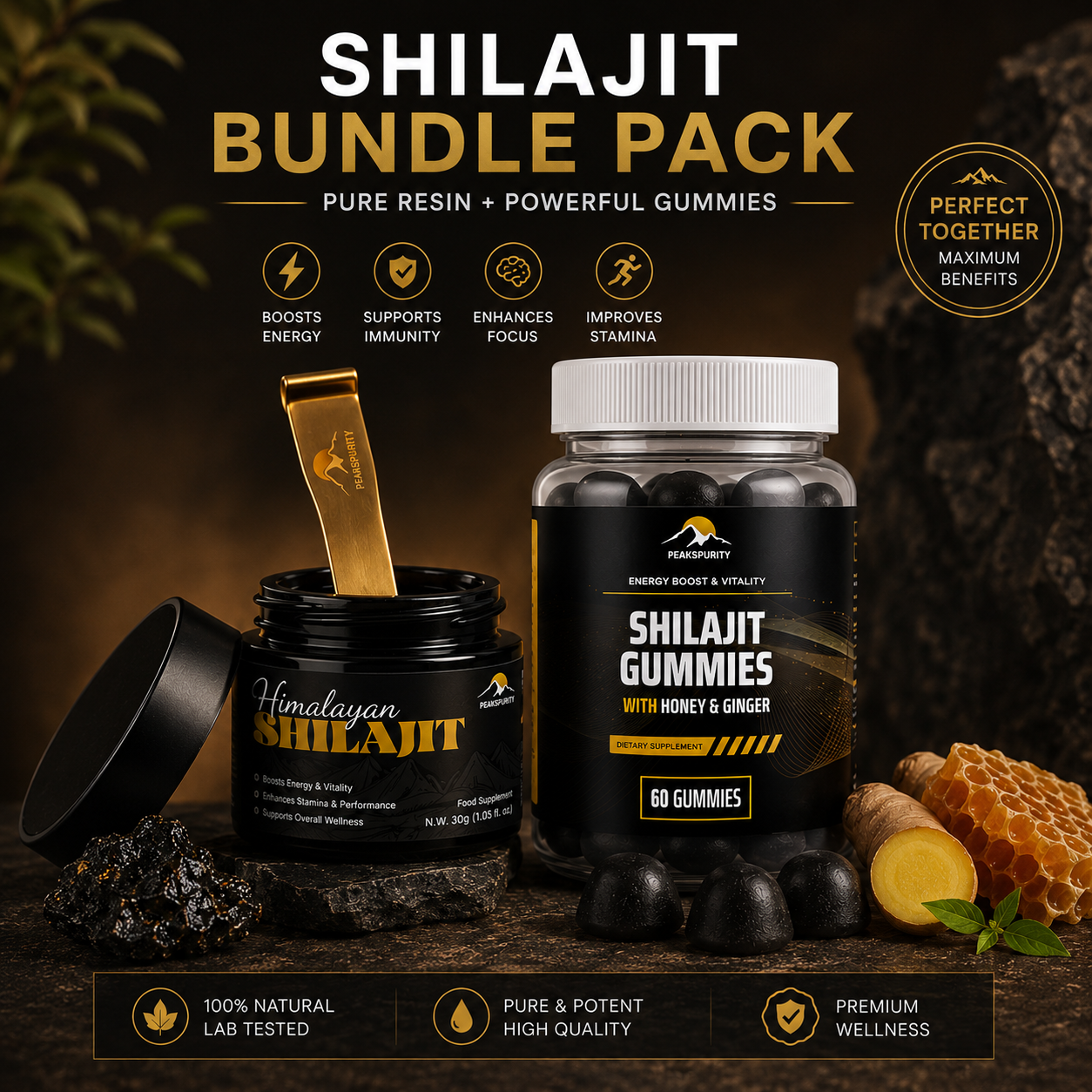 PEAKSPURITY Shilajit Starter Bundle packaging front view