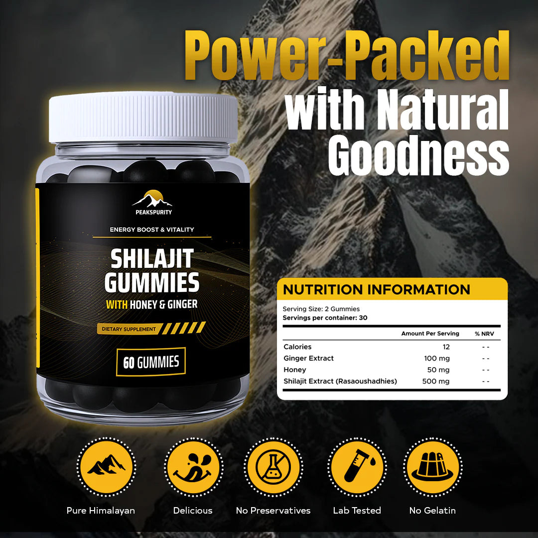 PEAKSPURITY Shilajit Gummies product shot on white background